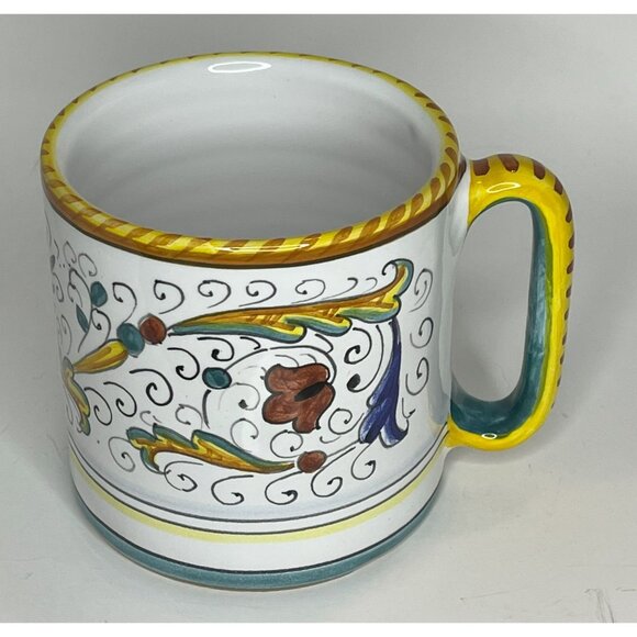 Deruta Italy Handcrafted Italian Ceramic Mug Colorful Ornate Design Dragon - Picture 4 of 8